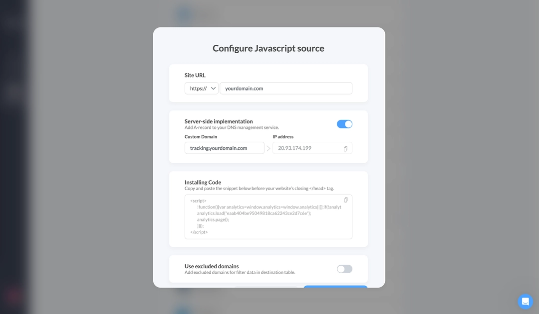 Configure Javascript source