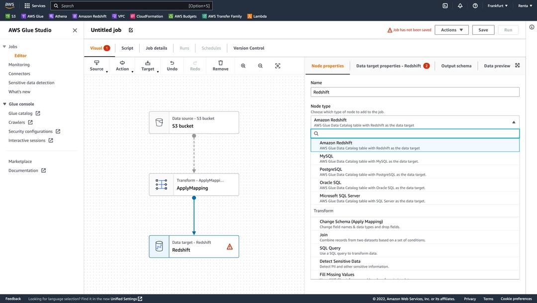 AWS Glue Studio user interface AWS Glue Studio user interface