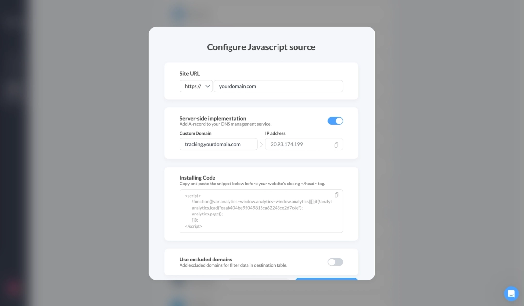 Configure Javascript source