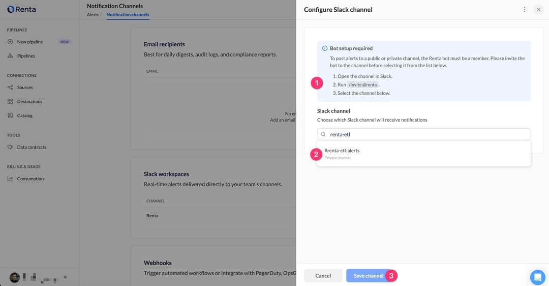 Add channel in Renta