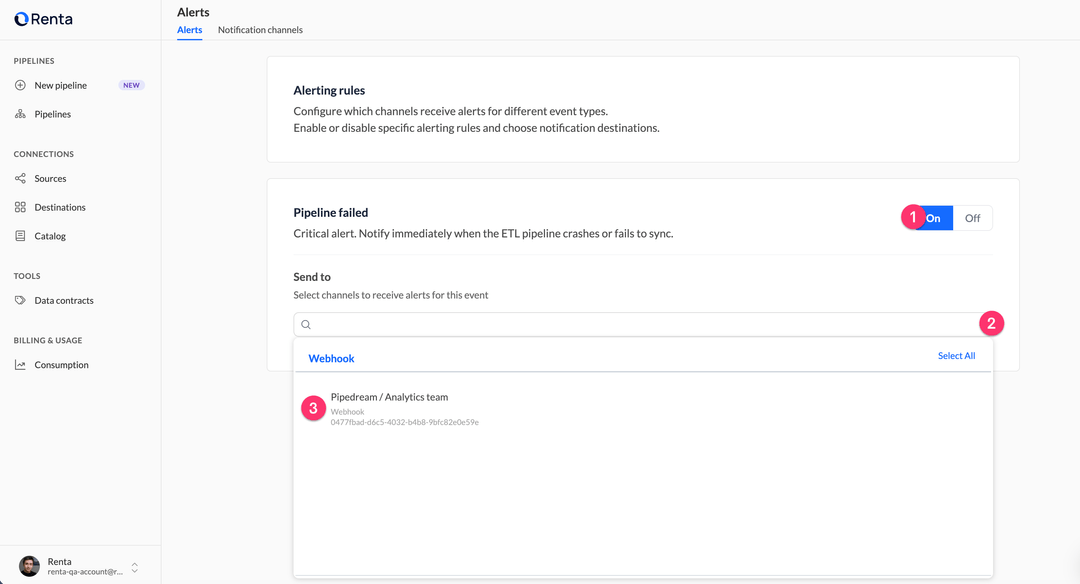 Перейдите к разделу Alerts