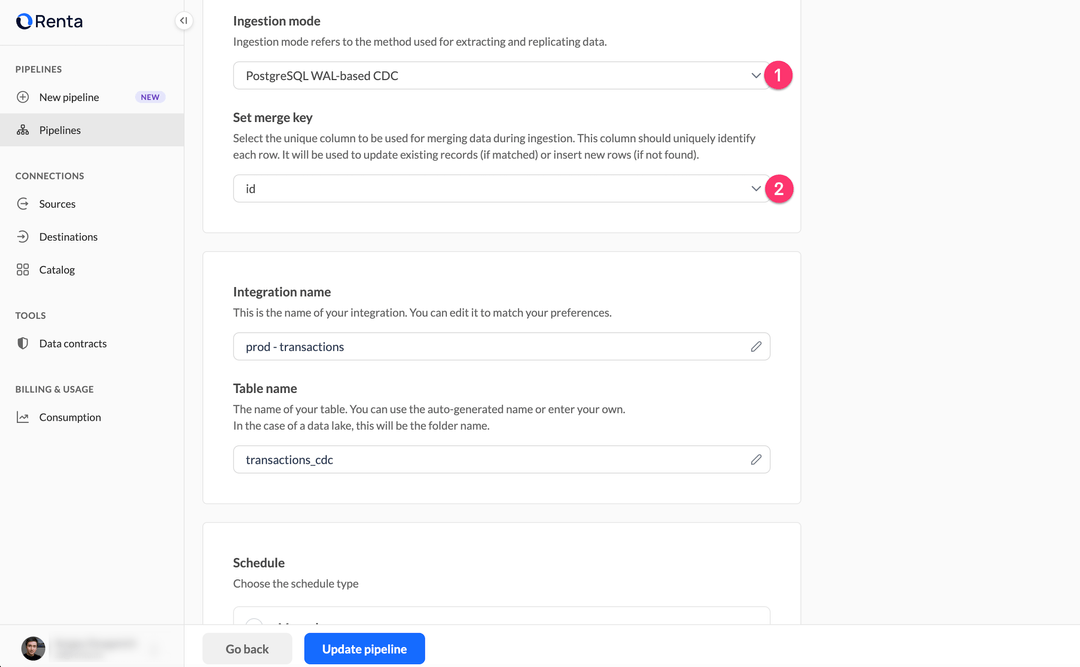 Настройка WAL-based CDC