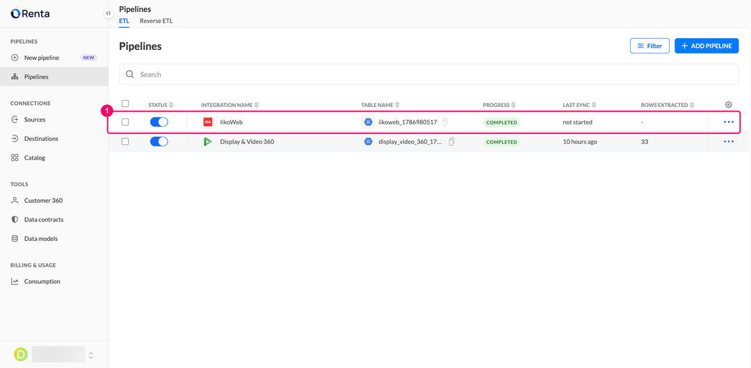 Pipelines list with the new IikoWeb integration in the Completed status