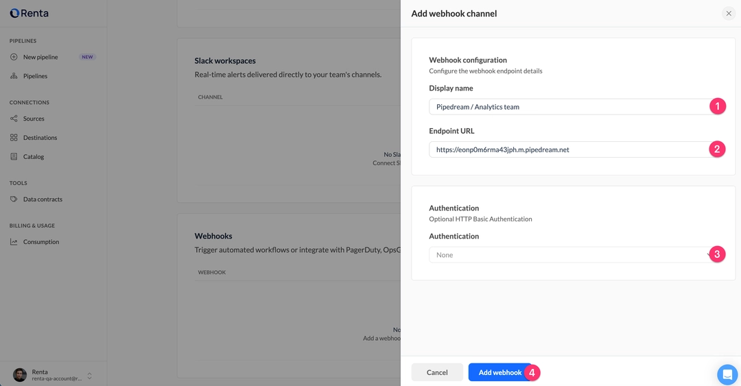Configure endpoint details