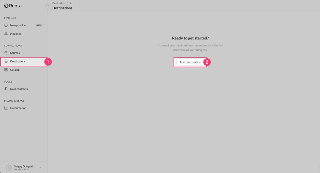 Navigate to Destinations