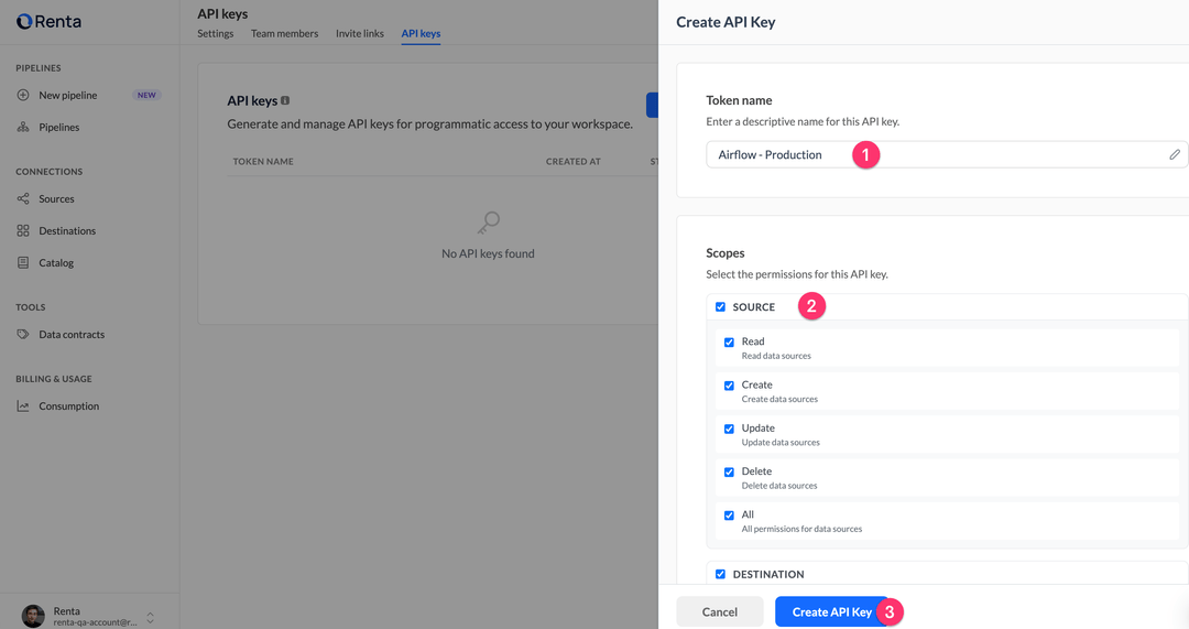Настройка имени и прав доступа