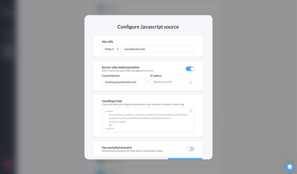 Configure Javascript source