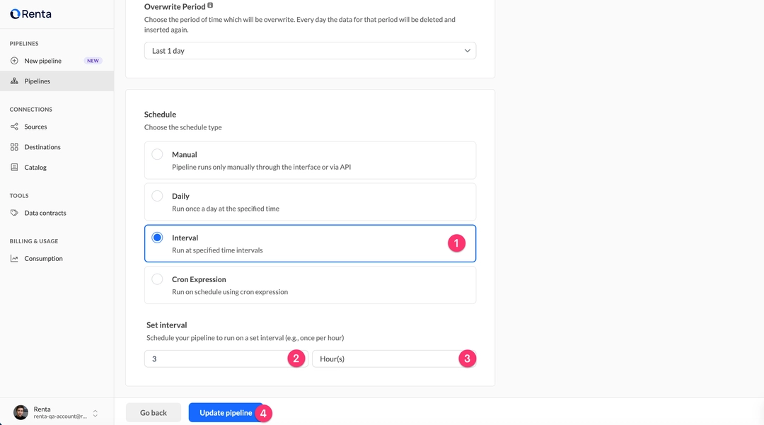 Configure schedule and save