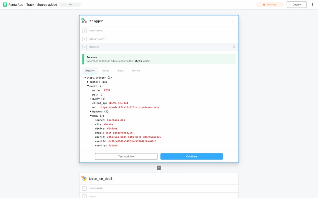The data received from the Renta webhooks is contained in the body object. The data received from the Renta webhooks is contained in the body object.