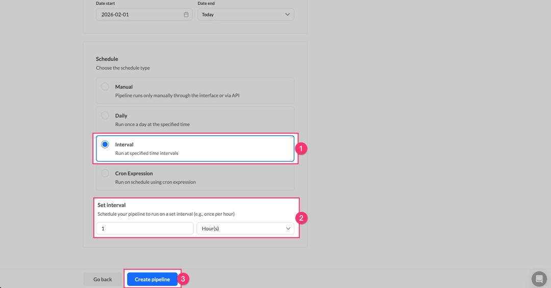 Настройка расписания и запуск