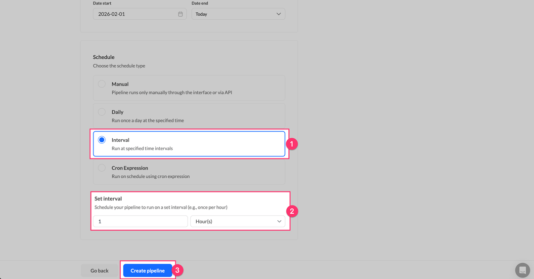 Настройка расписания и запуск