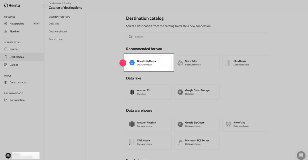 Выберите Google BigQuery