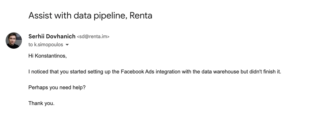 Автоматическое сообщение, созданное с использованием серверных технологий