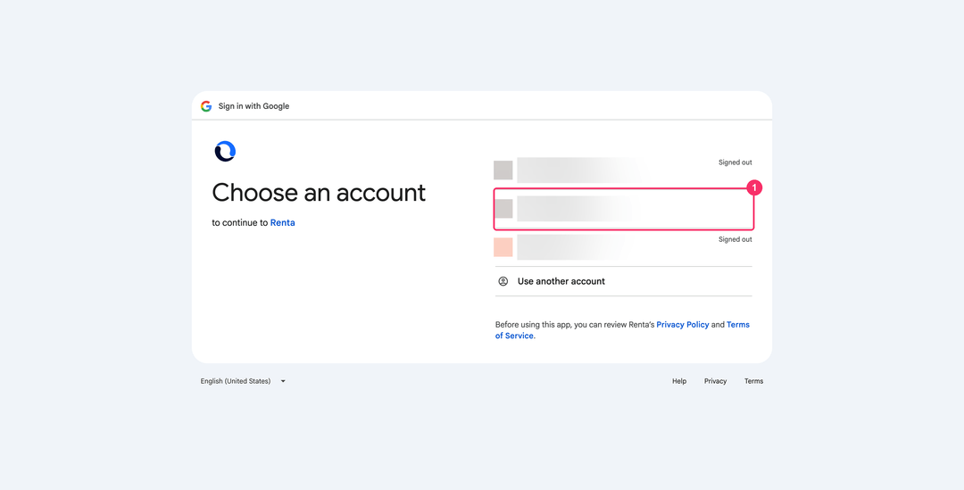 Страница входа Google со списком аккаунтов