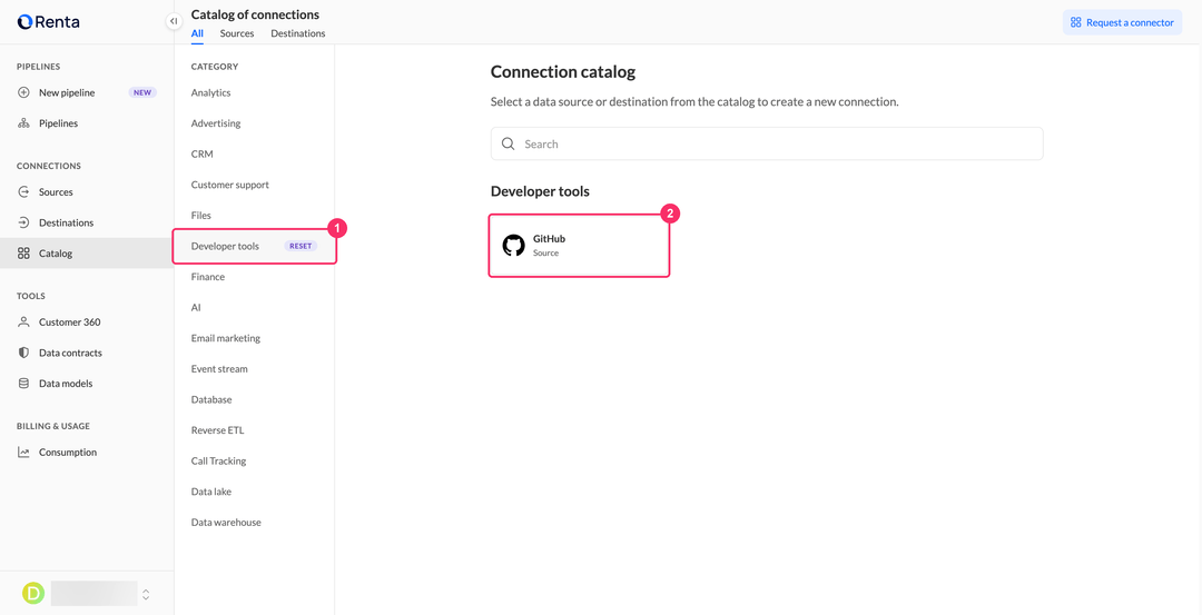 Карточка GitHub в категории Developer tools каталога Renta