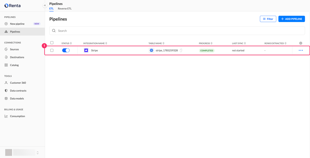 Список пайплайнов с новой интеграцией Stripe в статусе Completed