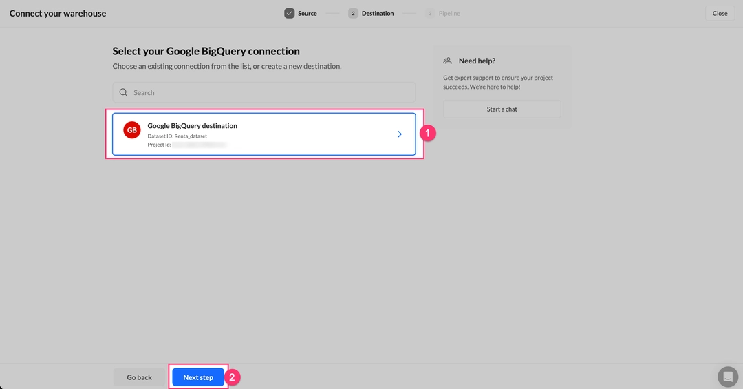 Выбор подключения к хранилищу