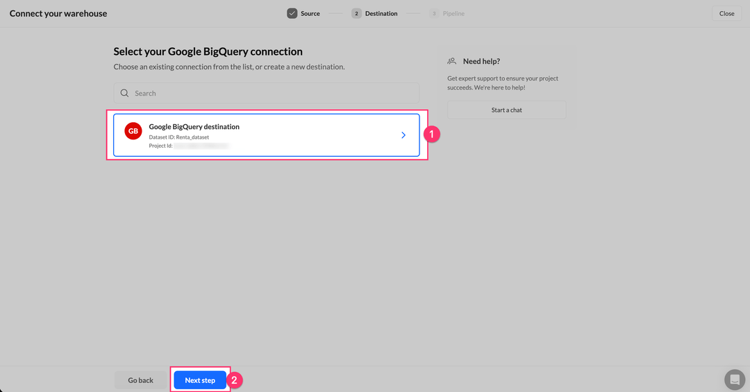 Выбор подключения к хранилищу