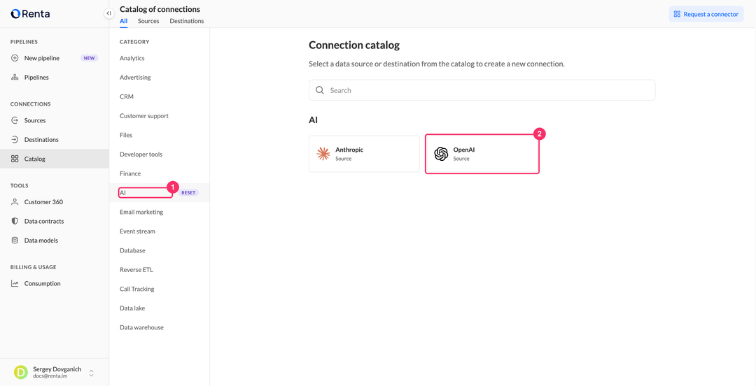 Карточка OpenAI в категории AI каталога Renta