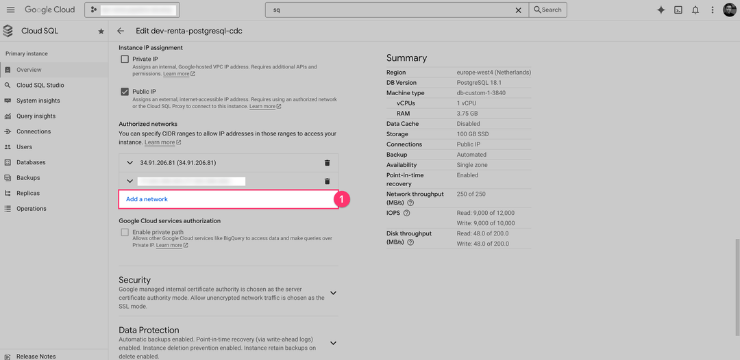 Страница настроек экземпляра