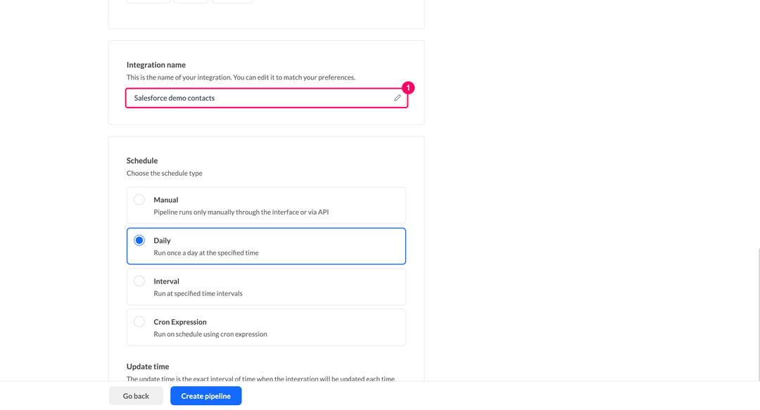 Поле Integration name в настройках пайплайна Salesforce