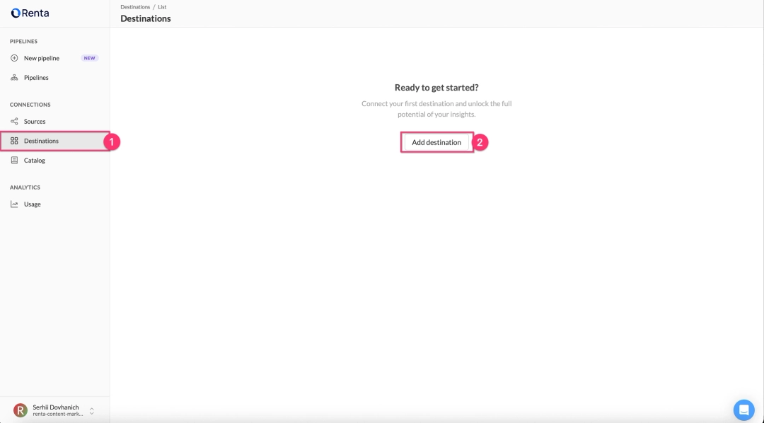 Navigate to Destinations