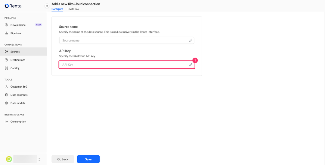 API Key field on the Add a new IikoCloud connection page